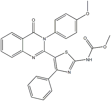 methyl 5-[3-(4-methoxyphenyl)-4-oxo-3,4-dihydro-2-quinazolinyl]-4-phenyl-1,3-thiazol-2-ylcarbamate 结构式