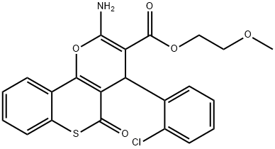 2-methoxyethyl 2-amino-4-(2-chlorophenyl)-5-oxo-4H,5H-thiochromeno[4,3-b]pyran-3-carboxylate 结构式