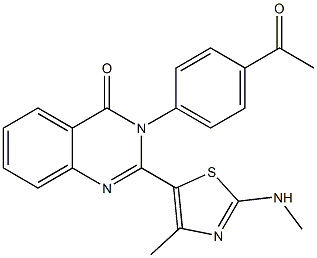 3-(4-acetylphenyl)-2-[4-methyl-2-(methylamino)-1,3-thiazol-5-yl]-4(3H)-quinazolinone 结构式