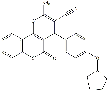 2-amino-4-[4-(cyclopentyloxy)phenyl]-5-oxo-4H,5H-thiochromeno[4,3-b]pyran-3-carbonitrile 结构式