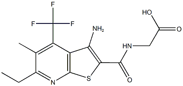 (3-氨基-6-乙基-5-甲基-4-(三氟甲基)噻吩并[2,3-B]吡啶-2-羰基)甘氨酸 结构式