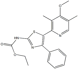 ethyl 5-(4-methoxy-3,5-dimethyl-2-pyridinyl)-4-phenyl-1,3-thiazol-2-ylcarbamate 结构式