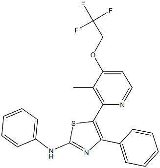 N-{5-[3-methyl-4-(2,2,2-trifluoroethoxy)-2-pyridinyl]-4-phenyl-1,3-thiazol-2-yl}-N-phenylamine 结构式