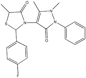 3-(1,5-dimethyl-3-oxo-2-phenyl-2,3-dihydro-1H-pyrazol-4-yl)-2-(4-fluorophenyl)-5-methyl-1,3-thiazolidin-4-one 结构式