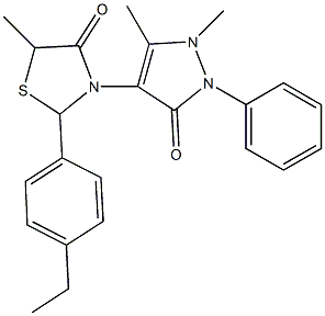 3-(1,5-dimethyl-3-oxo-2-phenyl-2,3-dihydro-1H-pyrazol-4-yl)-2-(4-ethylphenyl)-5-methyl-1,3-thiazolidin-4-one 结构式