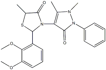 2-(2,3-dimethoxyphenyl)-3-(1,5-dimethyl-3-oxo-2-phenyl-2,3-dihydro-1H-pyrazol-4-yl)-5-methyl-1,3-thiazolidin-4-one 结构式