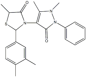 3-(1,5-dimethyl-3-oxo-2-phenyl-2,3-dihydro-1H-pyrazol-4-yl)-2-(3,4-dimethylphenyl)-5-methyl-1,3-thiazolidin-4-one 结构式