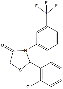 2-(2-chlorophenyl)-3-[3-(trifluoromethyl)phenyl]-1,3-thiazolidin-4-one 结构式