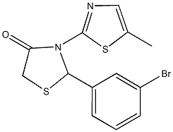 2-(3-bromophenyl)-3-(5-methyl-1,3-thiazol-2-yl)-1,3-thiazolidin-4-one 结构式