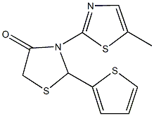 3-(5-methyl-1,3-thiazol-2-yl)-2-(2-thienyl)-1,3-thiazolidin-4-one 结构式