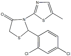 2-(2,4-dichlorophenyl)-3-(5-methyl-1,3-thiazol-2-yl)-1,3-thiazolidin-4-one 结构式