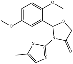 2-(2,5-dimethoxyphenyl)-3-(5-methyl-1,3-thiazol-2-yl)-1,3-thiazolidin-4-one 结构式