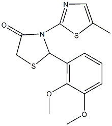 2-(2,3-dimethoxyphenyl)-3-(5-methyl-1,3-thiazol-2-yl)-1,3-thiazolidin-4-one 结构式