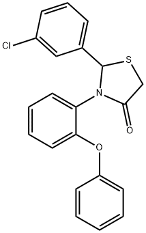 2-(3-chlorophenyl)-3-(2-phenoxyphenyl)-1,3-thiazolidin-4-one 结构式