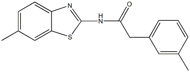 N-(6-methyl-1,3-benzothiazol-2-yl)-2-(3-methylphenyl)acetamide 结构式