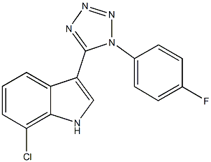 7-chloro-3-[1-(4-fluorophenyl)-1H-tetraazol-5-yl]-1H-indole 结构式