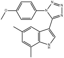 3-[1-(4-methoxyphenyl)-1H-tetraazol-5-yl]-5,7-dimethyl-1H-indole 结构式