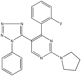 4-(2-fluorophenyl)-5-(1-phenyl-1H-tetraazol-5-yl)-2-(1-pyrrolidinyl)pyrimidine 结构式