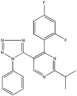 4-(2,4-difluorophenyl)-2-isopropyl-5-(1-phenyl-1H-tetraazol-5-yl)pyrimidine 结构式