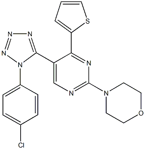 4-[5-[1-(4-chlorophenyl)-1H-tetraazol-5-yl]-4-(2-thienyl)-2-pyrimidinyl]morpholine 结构式