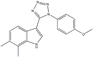 3-[1-(4-methoxyphenyl)-1H-tetraazol-5-yl]-6,7-dimethyl-1H-indole 结构式