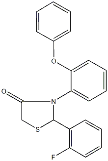 2-(2-fluorophenyl)-3-(2-phenoxyphenyl)-1,3-thiazolidin-4-one 结构式