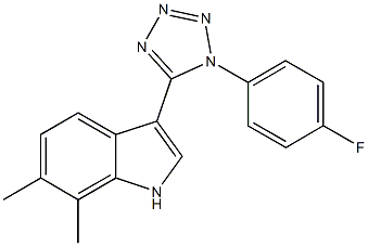 3-[1-(4-fluorophenyl)-1H-tetraazol-5-yl]-6,7-dimethyl-1H-indole 结构式