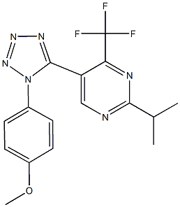 4-{5-[2-isopropyl-4-(trifluoromethyl)-5-pyrimidinyl]-1H-tetraazol-1-yl}phenyl methyl ether 结构式