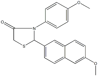2-(6-methoxy-2-naphthyl)-3-(4-methoxyphenyl)-1,3-thiazolidin-4-one 结构式