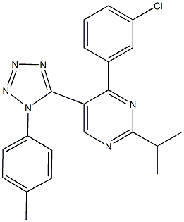 4-(3-chlorophenyl)-2-isopropyl-5-[1-(4-methylphenyl)-1H-tetraazol-5-yl]pyrimidine 结构式
