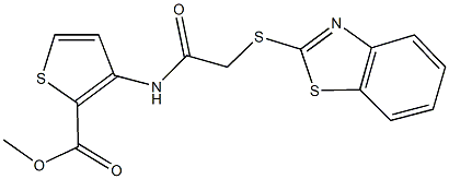 methyl 3-{[(1,3-benzothiazol-2-ylsulfanyl)acetyl]amino}-2-thiophenecarboxylate 结构式
