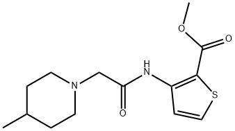 methyl 3-{[(4-methyl-1-piperidinyl)acetyl]amino}-2-thiophenecarboxylate 结构式