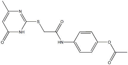 4-({2-[(4-methyl-6-oxo-1,6-dihydro-2-pyrimidinyl)sulfanyl]acetyl}amino)phenyl acetate 结构式