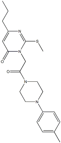 3-{2-[4-(4-methylphenyl)-1-piperazinyl]-2-oxoethyl}-2-(methylsulfanyl)-6-propyl-4(3H)-pyrimidinone 结构式
