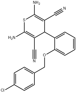 2,6-diamino-4-{2-[(4-chlorobenzyl)oxy]phenyl}-4H-thiopyran-3,5-dicarbonitrile 结构式