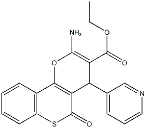 ethyl 2-amino-5-oxo-4-(3-pyridinyl)-4H,5H-thiochromeno[4,3-b]pyran-3-carboxylate 结构式
