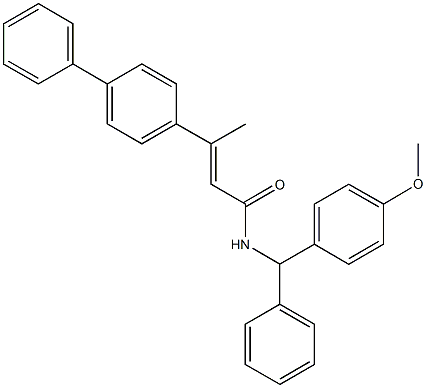 3-[1,1'-biphenyl]-4-yl-N-[(4-methoxyphenyl)(phenyl)methyl]-2-butenamide 结构式