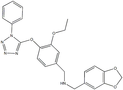 N-(1,3-benzodioxol-5-ylmethyl)-N-{3-ethoxy-4-[(1-phenyl-1H-tetraazol-5-yl)oxy]benzyl}amine 结构式