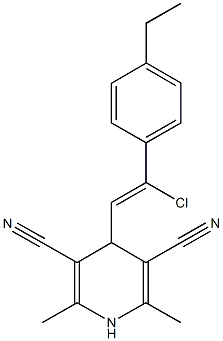 4-[2-chloro-2-(4-ethylphenyl)vinyl]-2,6-dimethyl-1,4-dihydro-3,5-pyridinedicarbonitrile 结构式