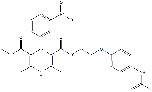 3-{2-[4-(acetylamino)phenoxy]ethyl} 5-methyl 4-{3-nitrophenyl}-2,6-dimethyl-1,4-dihydro-3,5-pyridinedicarboxylate 结构式