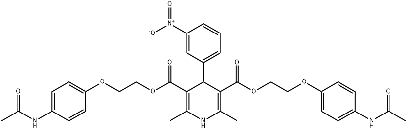 bis{2-[4-(acetylamino)phenoxy]ethyl} 4-{3-nitrophenyl}-2,6-dimethyl-1,4-dihydro-3,5-pyridinedicarboxylate 结构式
