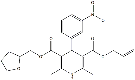 3-allyl 5-(tetrahydro-2-furanylmethyl) 4-{3-nitrophenyl}-2,6-dimethyl-1,4-dihydro-3,5-pyridinedicarboxylate 结构式