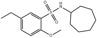 N-cycloheptyl-5-ethyl-2-methoxybenzenesulfonamide 结构式