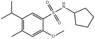 N-cyclopentyl-5-isopropyl-2-methoxy-4-methylbenzenesulfonamide 结构式