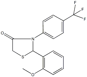 2-(2-methoxyphenyl)-3-[4-(trifluoromethyl)phenyl]-1,3-thiazolidin-4-one 结构式