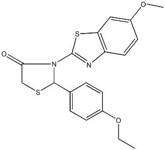 2-(4-ethoxyphenyl)-3-(6-methoxy-1,3-benzothiazol-2-yl)-1,3-thiazolidin-4-one 结构式