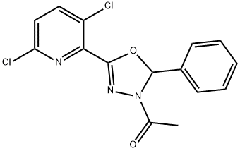 2-(4-acetyl-5-phenyl-4,5-dihydro-1,3,4-oxadiazol-2-yl)-3,6-dichloropyridine 结构式