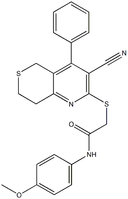 2-[(3-cyano-4-phenyl-7,8-dihydro-5H-thiopyrano[4,3-b]pyridin-2-yl)sulfanyl]-N-(4-methoxyphenyl)acetamide 结构式