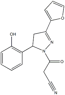 3-[3-(2-furyl)-5-(2-hydroxyphenyl)-4,5-dihydro-1H-pyrazol-1-yl]-3-oxopropanenitrile 结构式