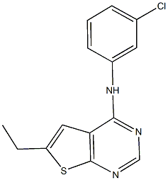 N-(3-chlorophenyl)-N-(6-ethylthieno[2,3-d]pyrimidin-4-yl)amine 结构式